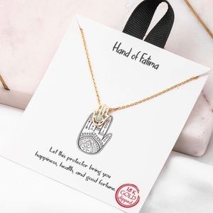 18K Gold Dipped Hand of Fatima Hamsa Pendant Necklace | Hand Symbol Necklace New